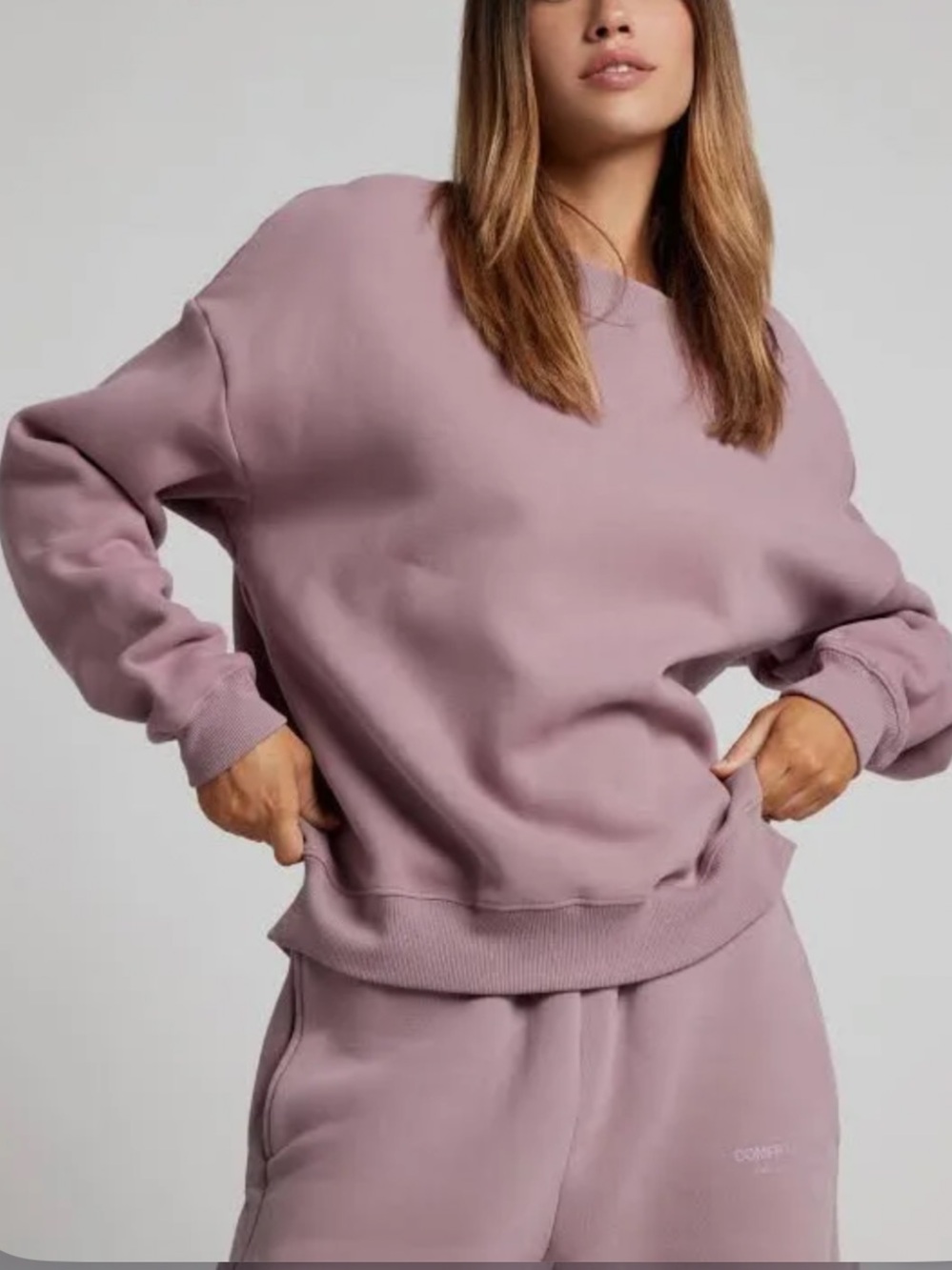 Comfrt Orchid / Light Purple Basic Crop Crew Sweatshirt
